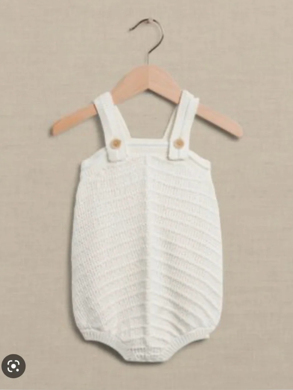 Banana Republic White Knit Baby Romper with Button Straps